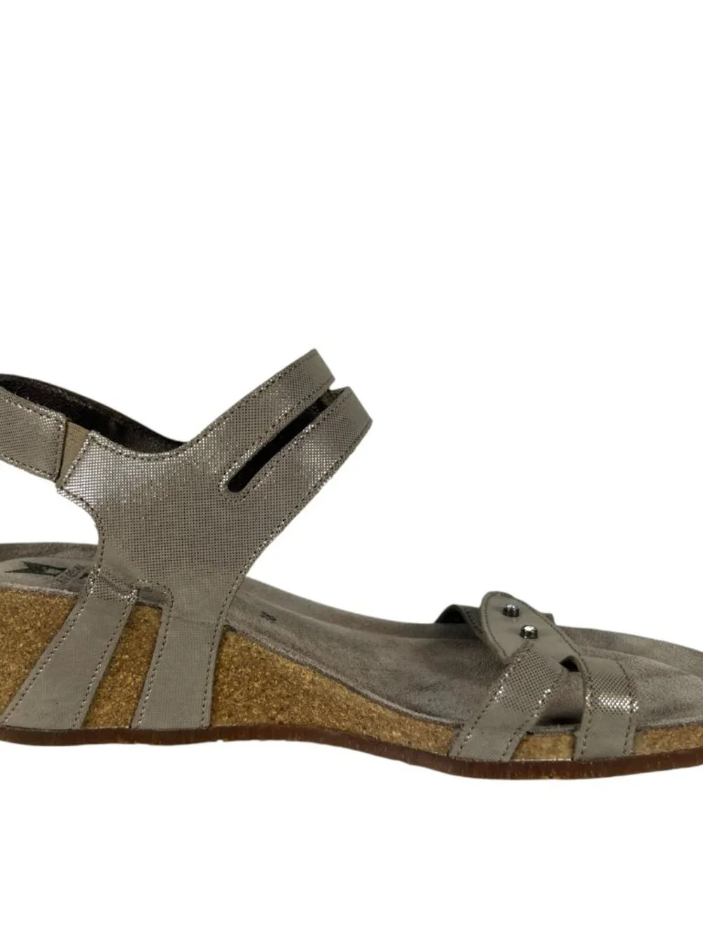 Mephisto Minoa Leather Wedge Cork Heel Sandal in Camel Taupe Size EU 38 US 8
